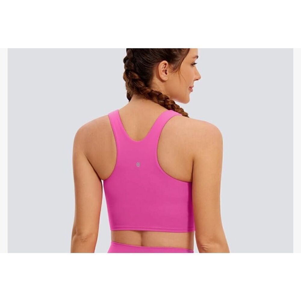 CRZ YOGA Butterluxe Racerback High Neck Longline‎ Sports Bras  pink size xl - Picture 8 of 8
